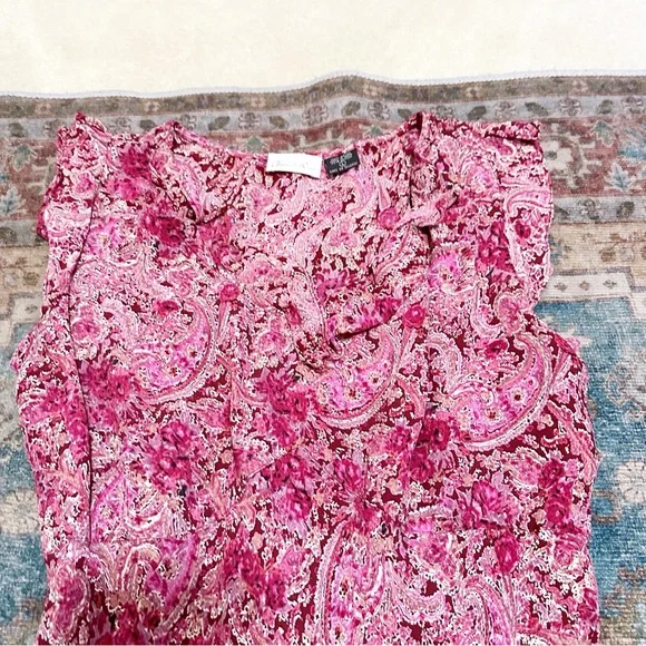 Y2k Charlotte Russe Pink paisley print maxi dress with ruffles Size Large - Picture 5 of 9